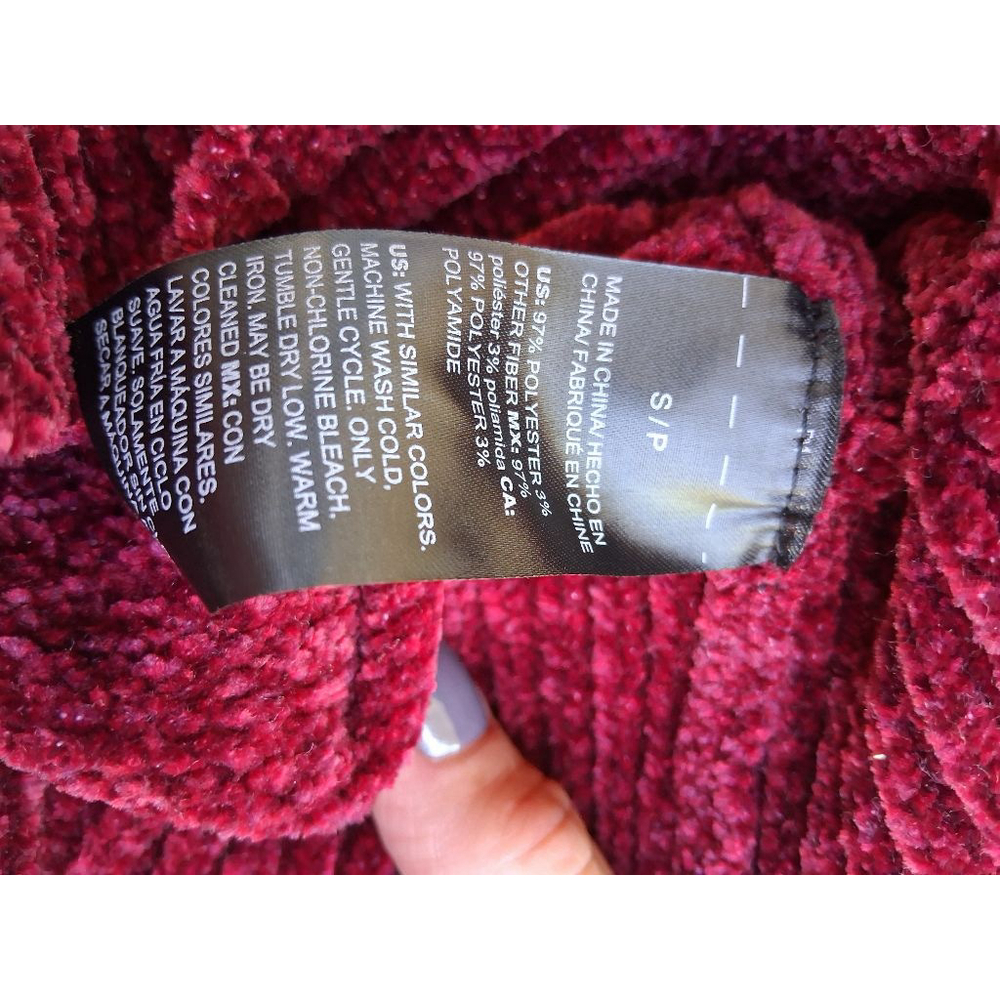 White House Black Market Burgandy Cowl Neck Chenille Sweater Size S New - Picture 10 of 12